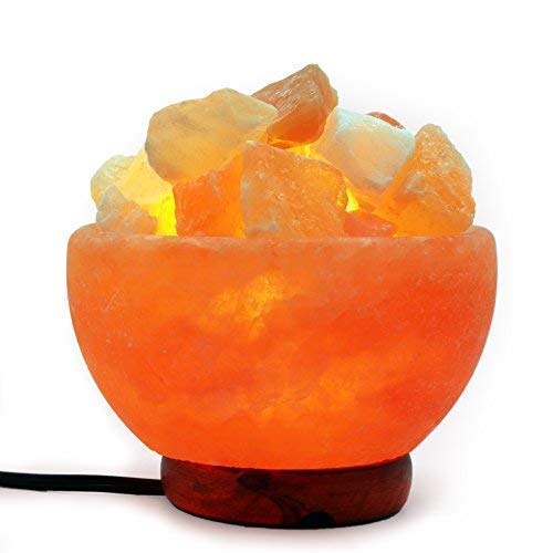 Himalayan salt fire bowl with salt chunks lamp