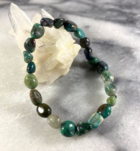 Chrysocolla natural nuggets bracelet