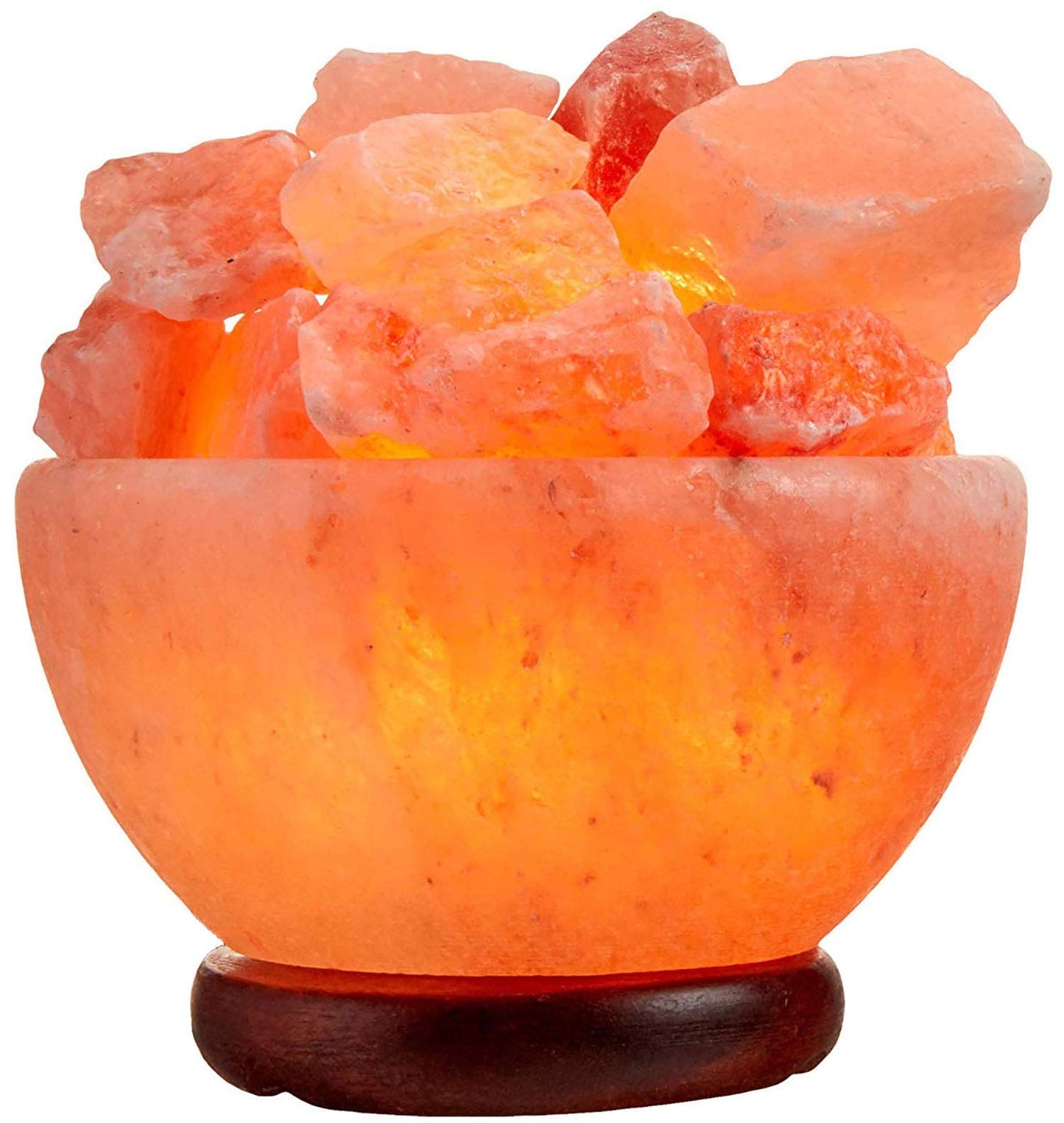 Himalayan salt fire bowl with salt chunks lamp