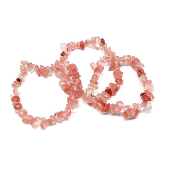 natural Cherry quartz chip bracelet