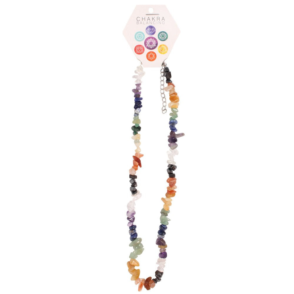 Chakra balancing natural chips stone necklace