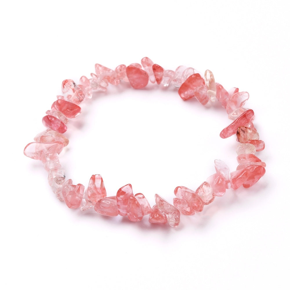 natural Cherry quartz chip bracelet