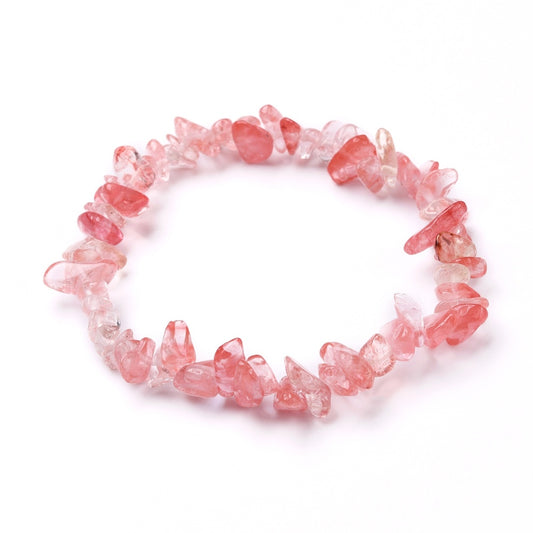 natural Cherry quartz chip bracelet