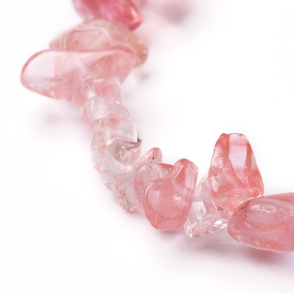 natural Cherry quartz chip bracelet