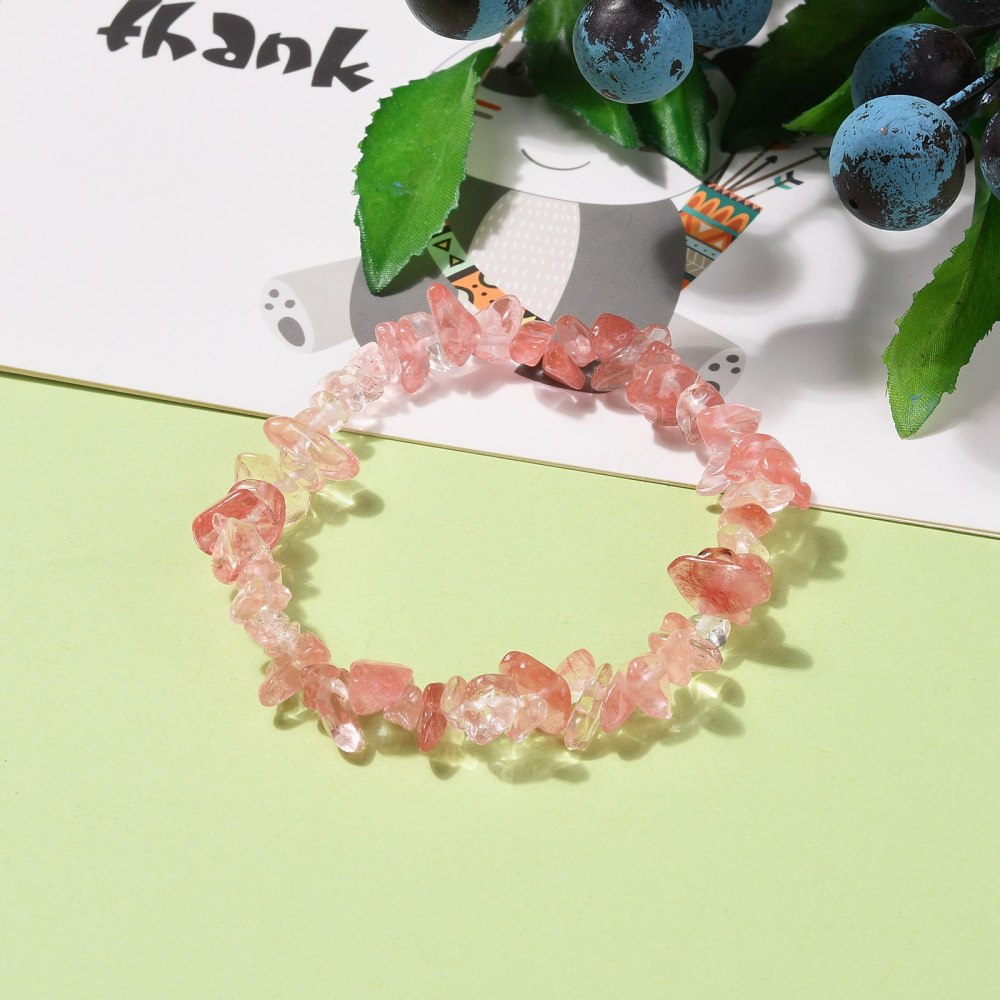 natural Cherry quartz chip bracelet