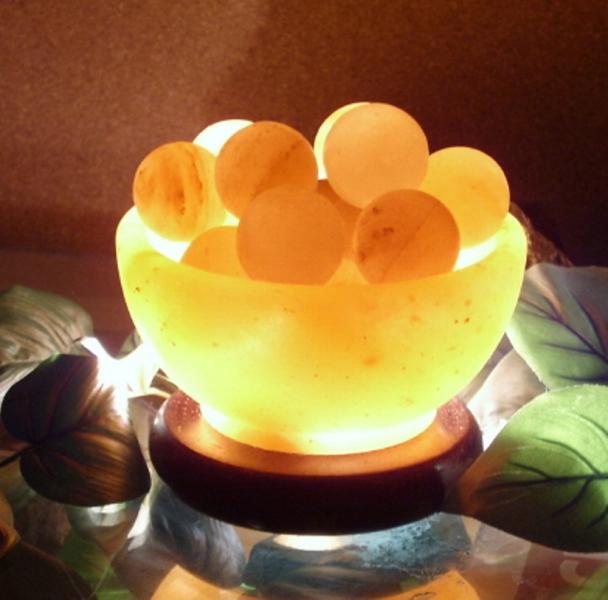 Himalayan Fire Bowl Salt Lamp  with Round Balls