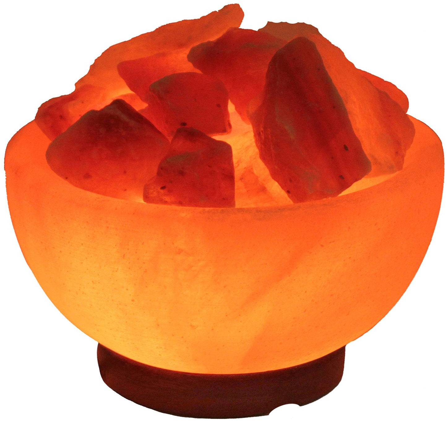 Himalayan salt fire bowl with salt chunks lamp