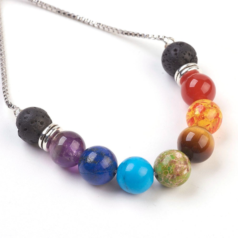 Natural mixed Gemstones Bolo Bracelets, Slider  Chakra Bracelet