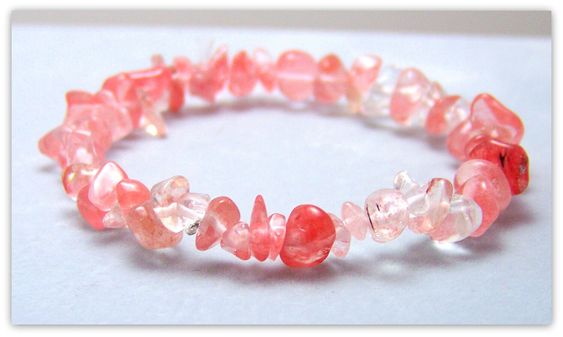 natural Cherry quartz chip bracelet