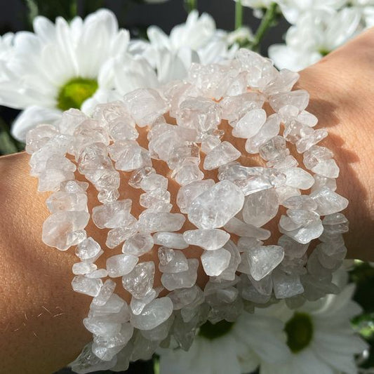 Clear quartz natural chip bracelet