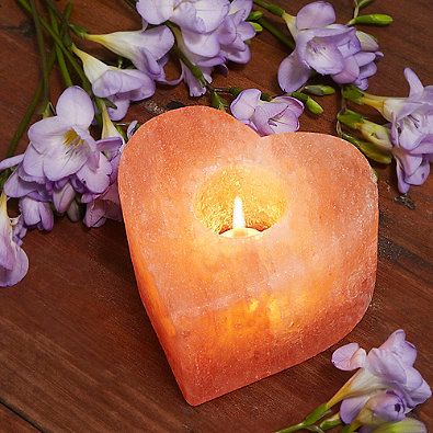 Natural Himalayan salt rock candle holder  Heart shape