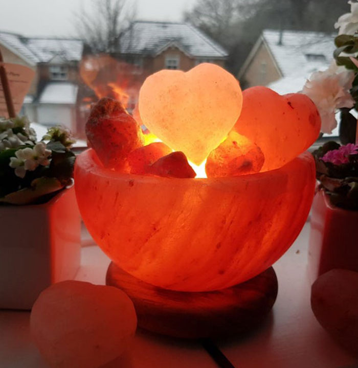 Himalayan fire bowl lamp with heart Shape